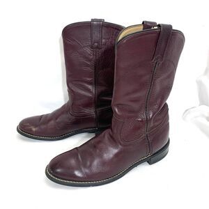 Acme Burgundy Leather Roper Cowboy Western Work Boots Womens Size 7D